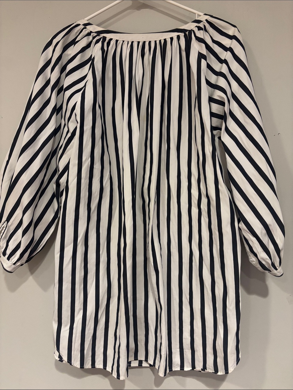 Ralph Lauren Black & White Striped V-Neck Peasant Blouse - Picture 5 of 9